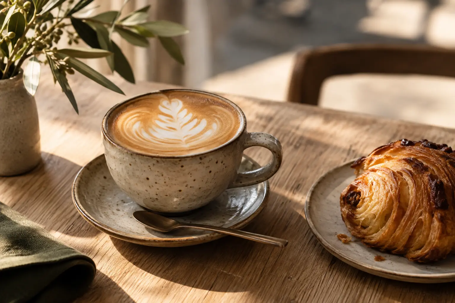Original concept photograph of coffee and a morning pastry