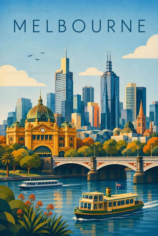 Melbourne Australian capital city print