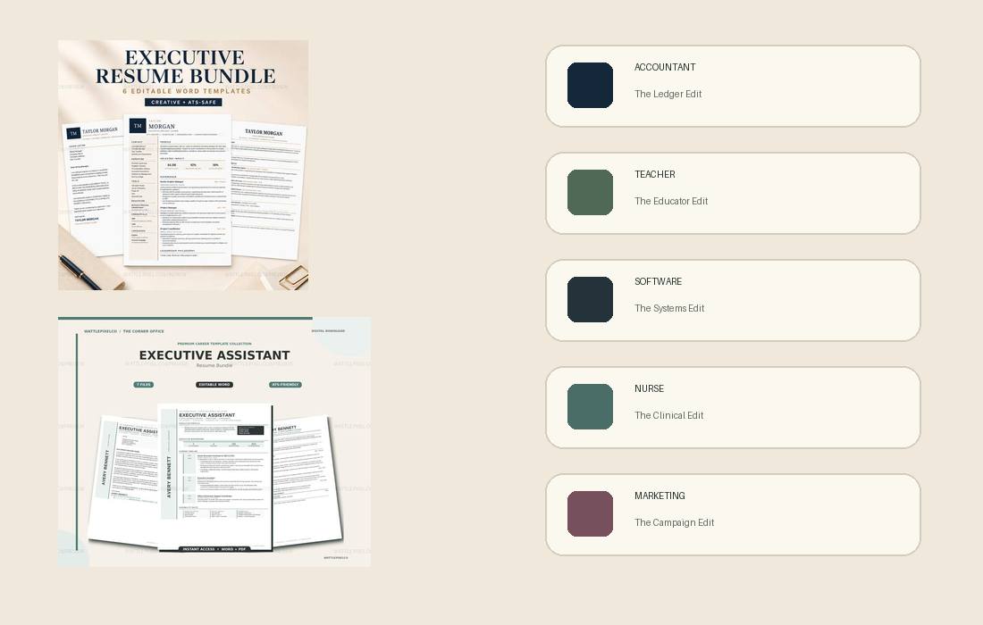 Wattle Pixel Co resume collection preview