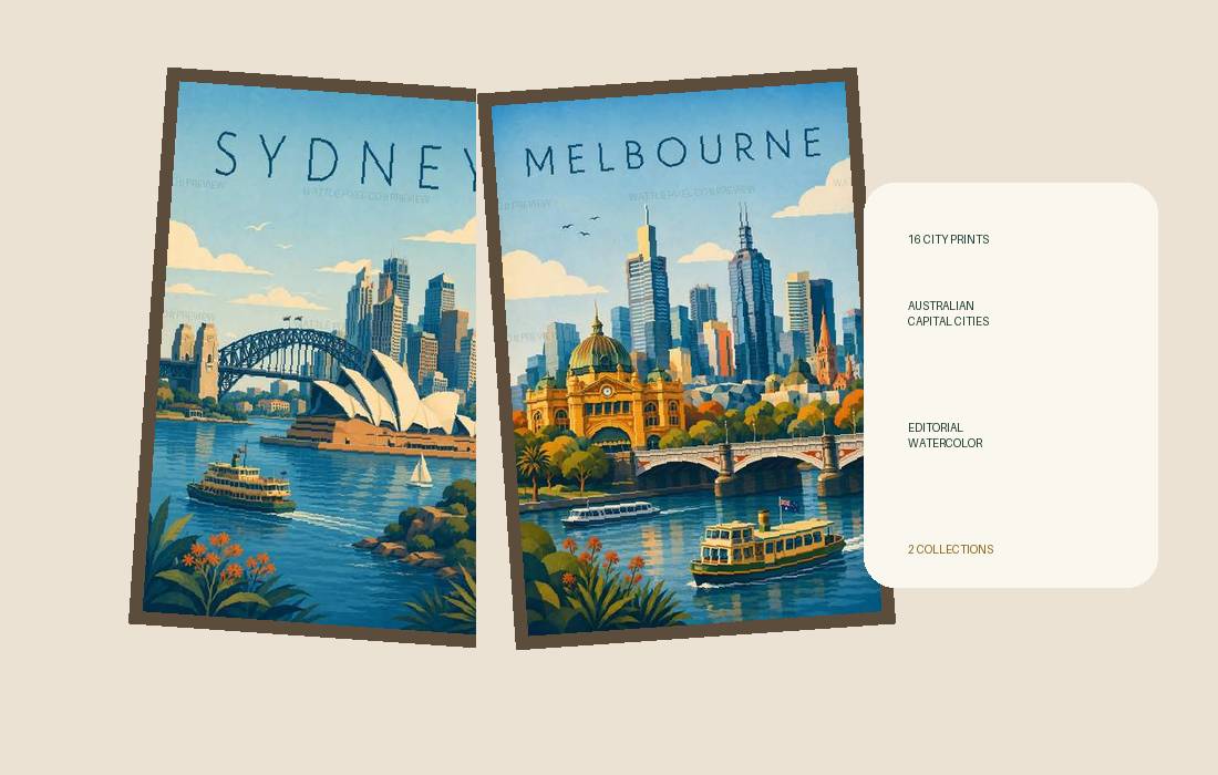 Wattle Pixel Co printable city art collections
